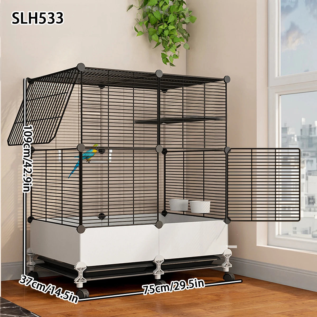 Large Splash-Proof Birdcage for Parrots, Cockatiels, Mynas, Large Thrushes, Budgerigars, and Finches - Luxurious Ornamental Villa