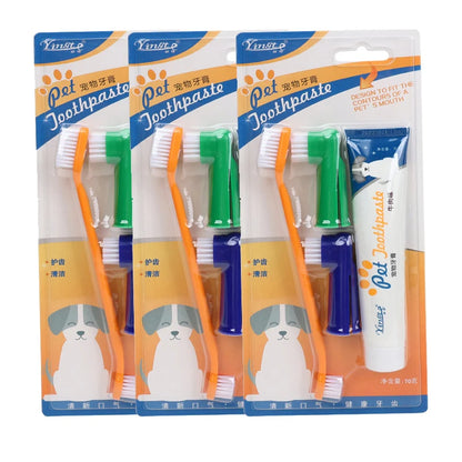Pet Cleaning Tools Kit Dog Gum Care Products Kit Reduces Plaque & Tartar Buildup for Pet Universal Toothpaste Toothbrush Set