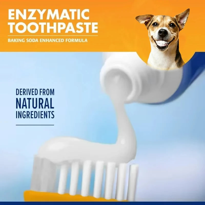 Pet Cleaning Tools Kit Dog Gum Care Products Kit Reduces Plaque & Tartar Buildup for Pet Universal Toothpaste Toothbrush Set