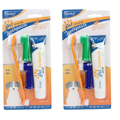 Pet Cleaning Tools Kit Dog Gum Care Products Kit Reduces Plaque & Tartar Buildup for Pet Universal Toothpaste Toothbrush Set