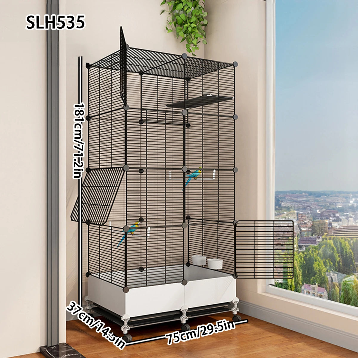 Large Splash-Proof Birdcage for Parrots, Cockatiels, Mynas, Large Thrushes, Budgerigars, and Finches - Luxurious Ornamental Villa