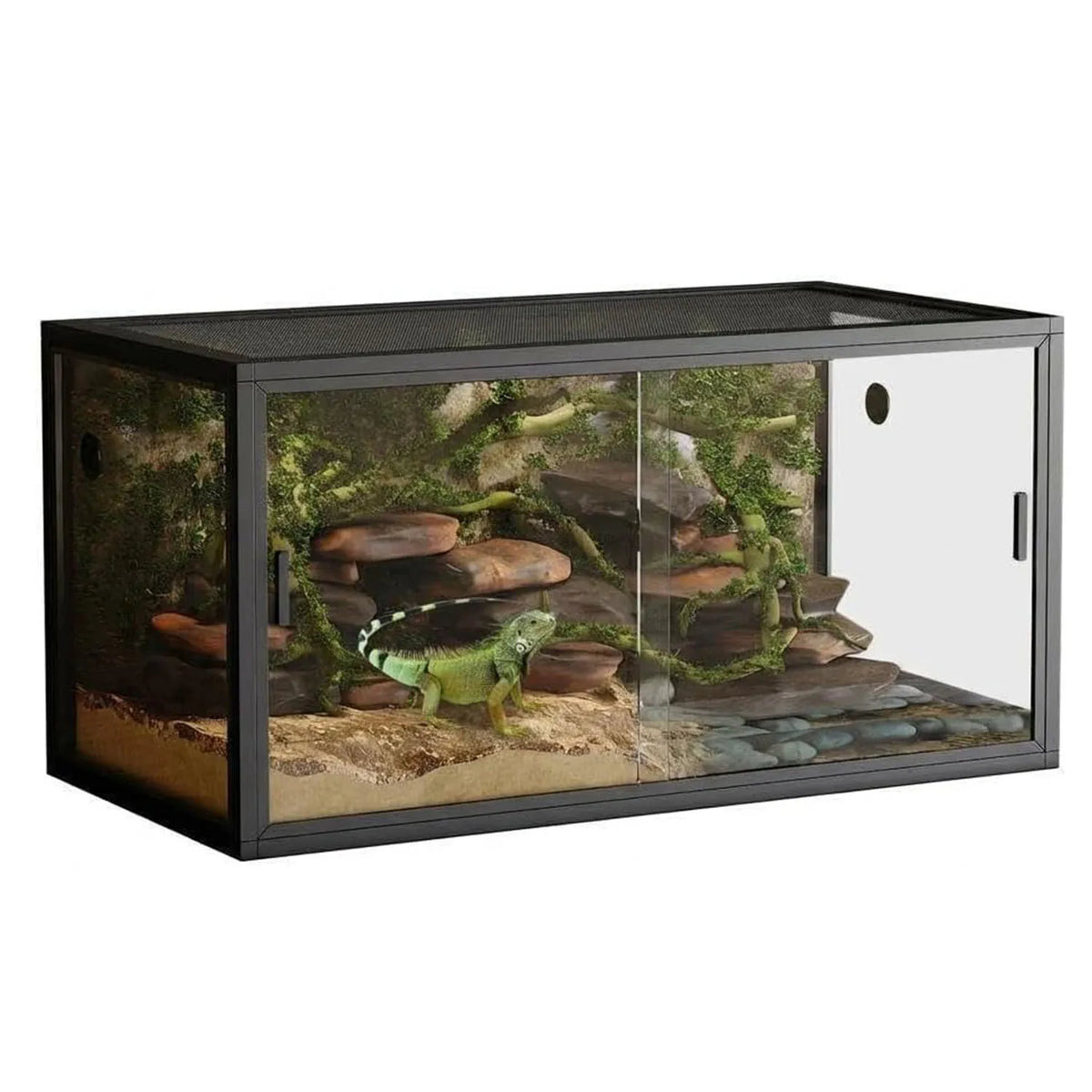 120 Gallon Reptile Terrarium, Bearded Dragon Tank 4ft x 2ft x 2ft, Reptile Enclosure with Sliding Glass Doors & Screen Ventilation Top for Lizard, Chameleon, Snake,Snake Enclosure with Easy Assembly
