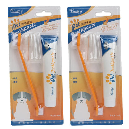 Pet Cleaning Tools Kit Dog Gum Care Products Kit Reduces Plaque & Tartar Buildup for Pet Universal Toothpaste Toothbrush Set