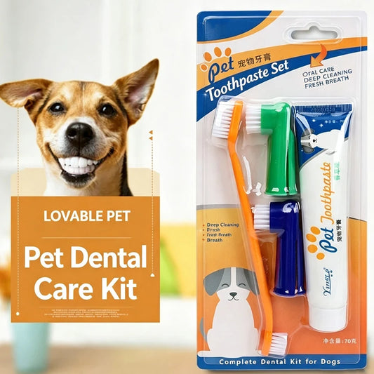 Pet Cleaning Tools Kit Dog Gum Care Products Kit Reduces Plaque & Tartar Buildup for Pet Universal Toothpaste Toothbrush Set
