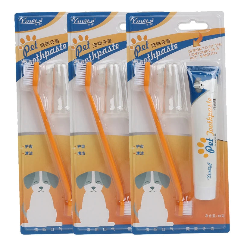 Pet Cleaning Tools Kit Dog Gum Care Products Kit Reduces Plaque & Tartar Buildup for Pet Universal Toothpaste Toothbrush Set