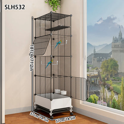 Large Splash-Proof Birdcage for Parrots, Cockatiels, Mynas, Large Thrushes, Budgerigars, and Finches - Luxurious Ornamental Villa