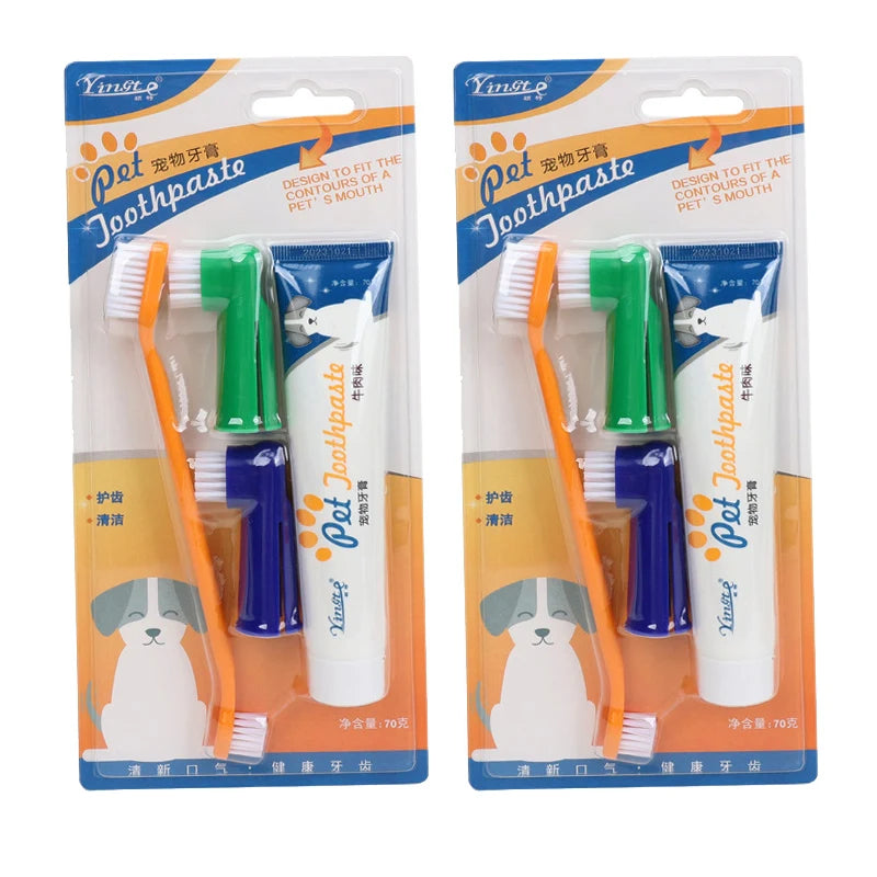 Pet Cleaning Tools Kit Dog Gum Care Products Kit Reduces Plaque & Tartar Buildup for Pet Universal Toothpaste Toothbrush Set