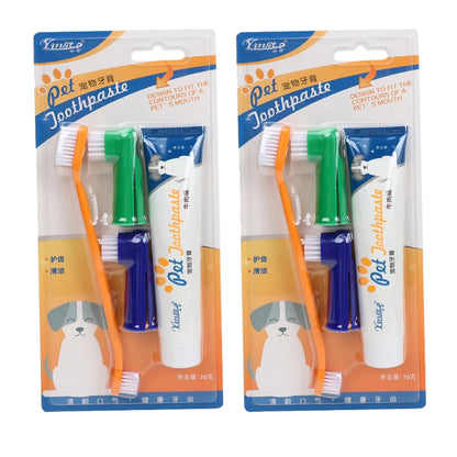 Pet Cleaning Tools Kit Dog Gum Care Products Kit Reduces Plaque & Tartar Buildup for Pet Universal Toothpaste Toothbrush Set