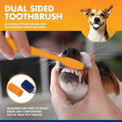 Pet Cleaning Tools Kit Dog Gum Care Products Kit Reduces Plaque & Tartar Buildup for Pet Universal Toothpaste Toothbrush Set