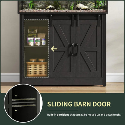 40 Gallon Reptile Terrarium with Stand, Reptile Tank with Barn Door and Storage, Vivarium with Acrylic Doors, Ventilated Mesh