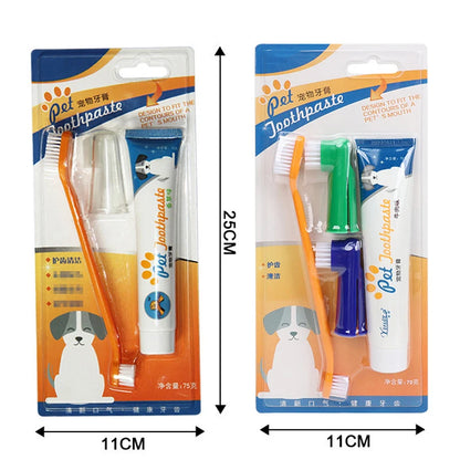 Pet Cleaning Tools Kit Dog Gum Care Products Kit Reduces Plaque & Tartar Buildup for Pet Universal Toothpaste Toothbrush Set