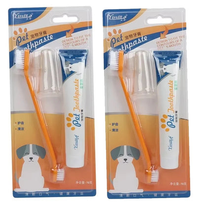 Pet Cleaning Tools Kit Dog Gum Care Products Kit Reduces Plaque & Tartar Buildup for Pet Universal Toothpaste Toothbrush Set