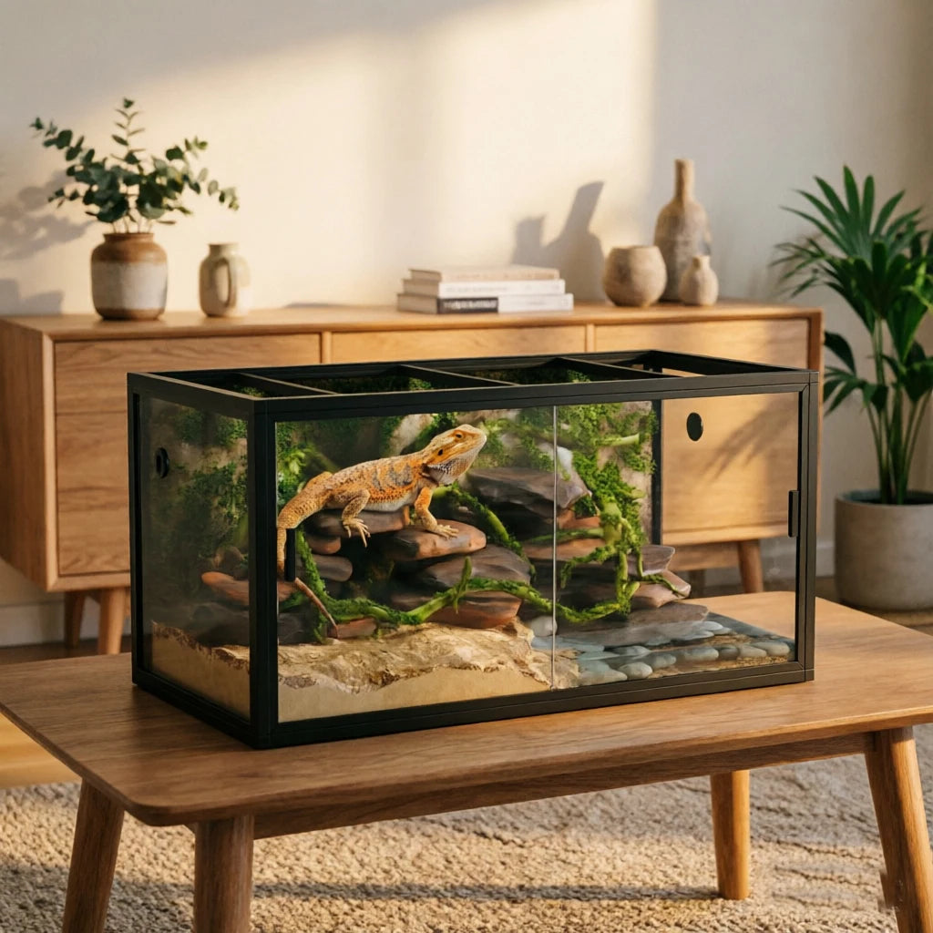 120 Gallon Reptile Terrarium, Bearded Dragon Tank 4ft x 2ft x 2ft, Reptile Enclosure with Sliding Glass Doors & Screen Ventilation Top for Lizard, Chameleon, Snake,Snake Enclosure with Easy Assembly