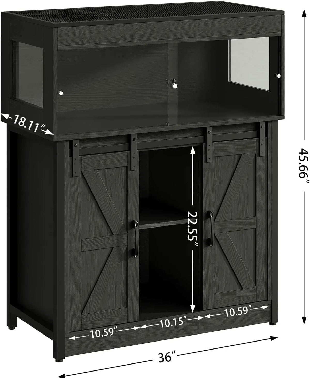 40 Gallon Reptile Terrarium with Stand, Reptile Tank with Barn Door and Storage, Vivarium with Acrylic Doors, Ventilated Mesh