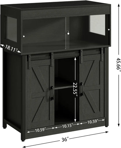 40 Gallon Reptile Terrarium with Stand, Reptile Tank with Barn Door and Storage, Vivarium with Acrylic Doors, Ventilated Mesh